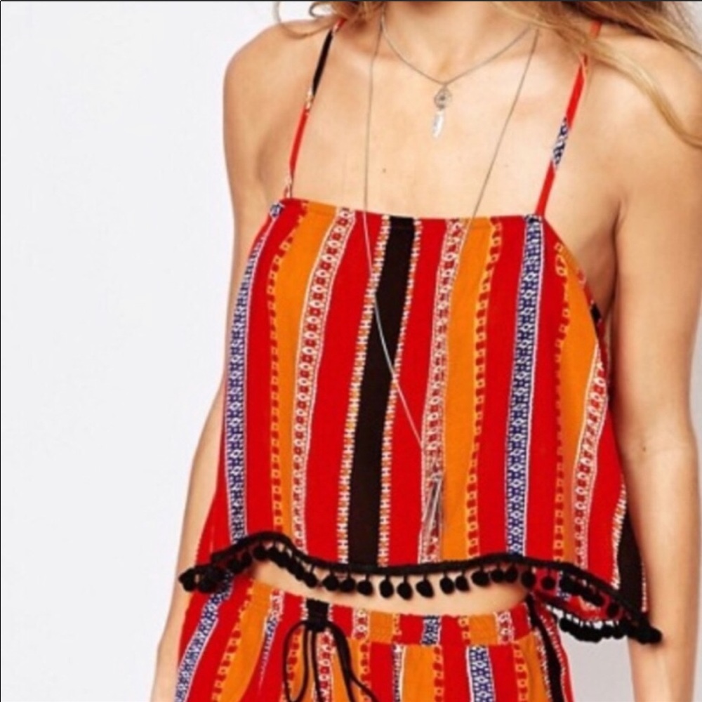 Tribal print Honey Punch crop top